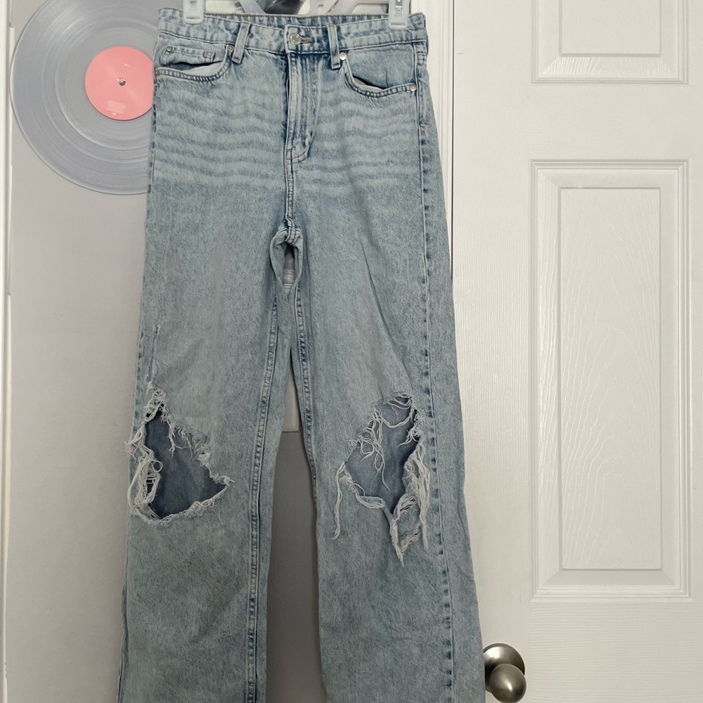 & DENIM Stylish Light Blue Distressed Women Jeans
